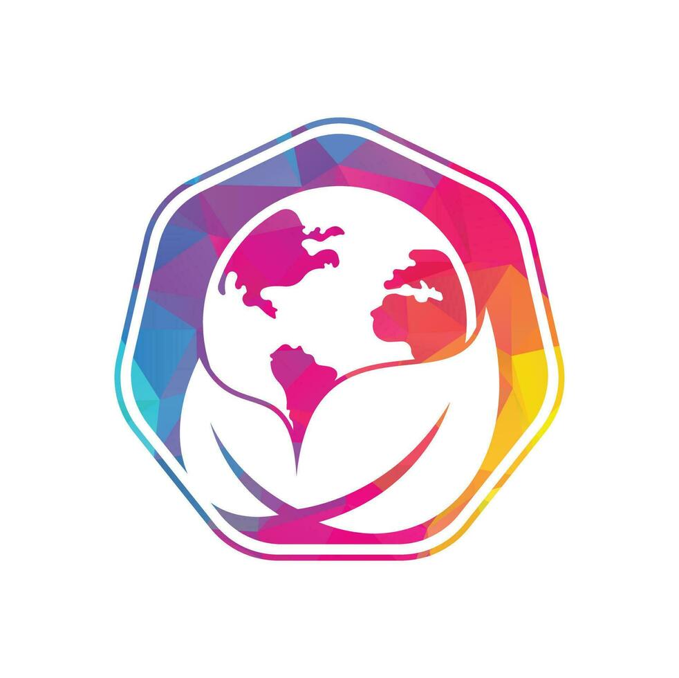 Globe leaf logo icon vector. Earth and leaf logo combination. Planet and eco symbol or icon vector