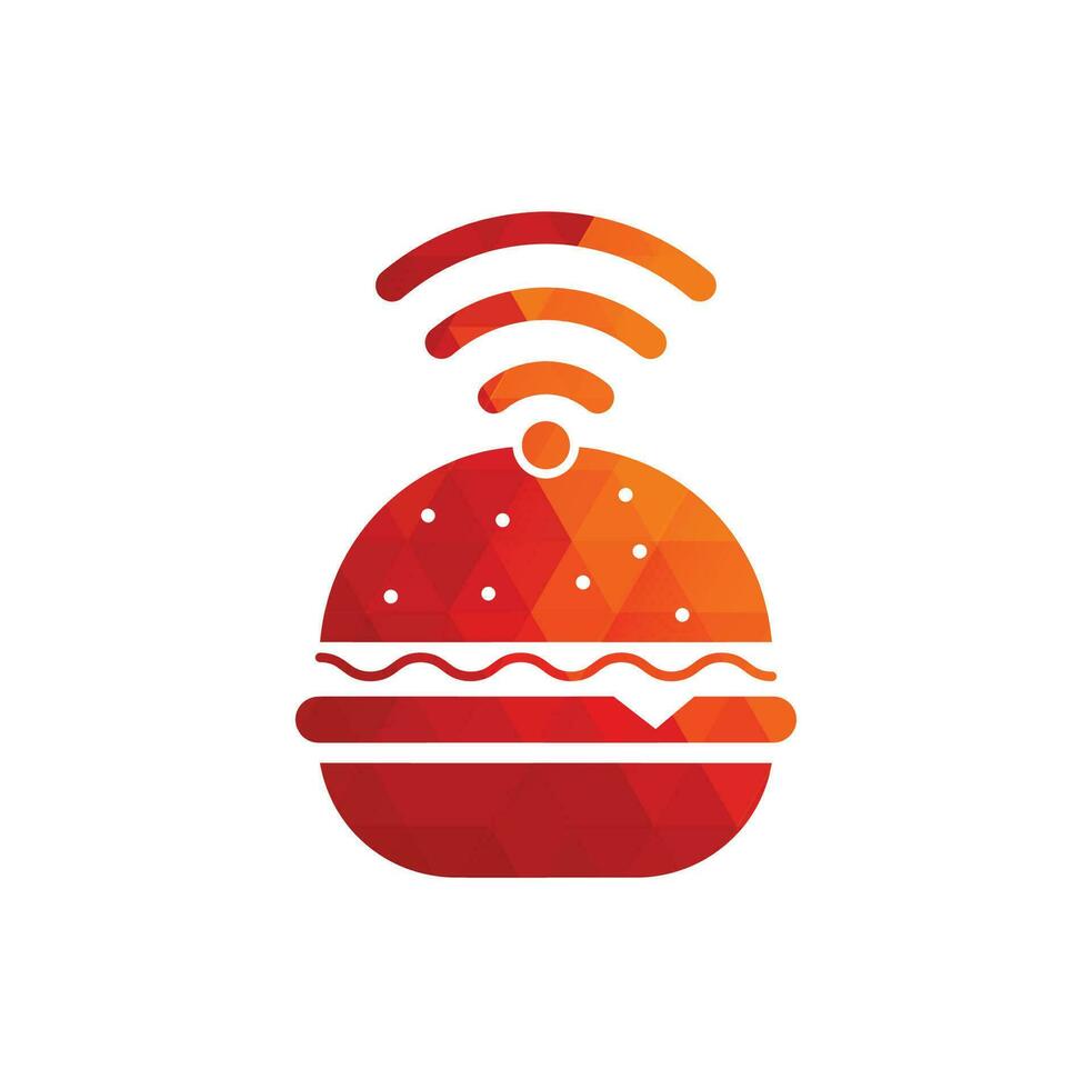 Wifi burger logo design vector icon. Hamburger and WiFi signal symbol or icon.