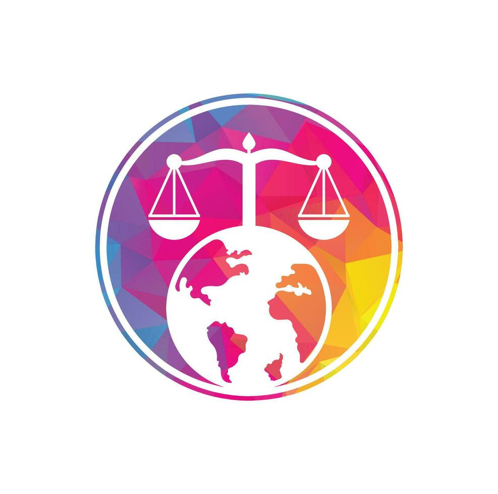 Scales and world symbol or icon. Unique law and globe logotype design template. vector