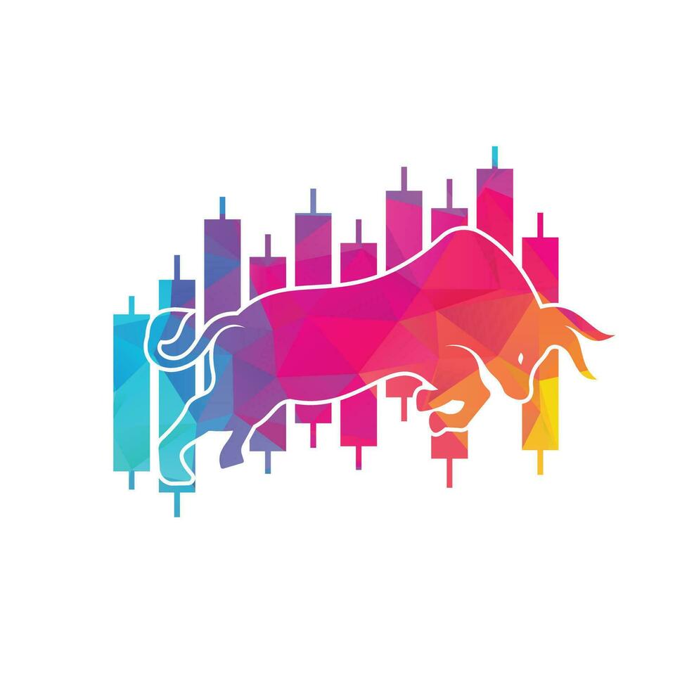 Bullish Trader Logo. Forex bull logo design template vector. Financial bull logo design. Trade Bull Chart. vector