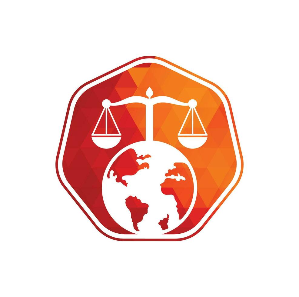 Scales and world symbol or icon. Unique law and globe logotype design template. vector
