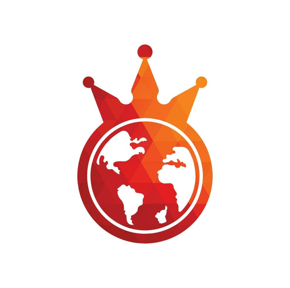 King Planet Vector Logo Design. Globe King Logo Icon Design.