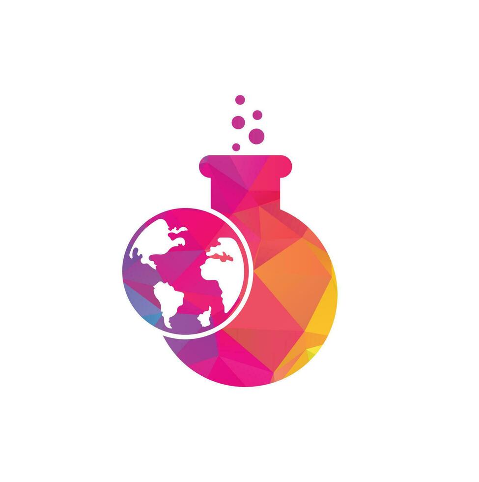 ilustración de plantilla de logotipo de laboratorio mundial. diseño de icono de logotipo de laboratorio de globo. vector