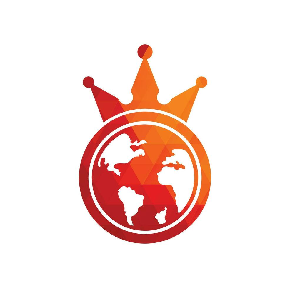 King Planet Vector Logo Design. Globe King Logo Icon Design.