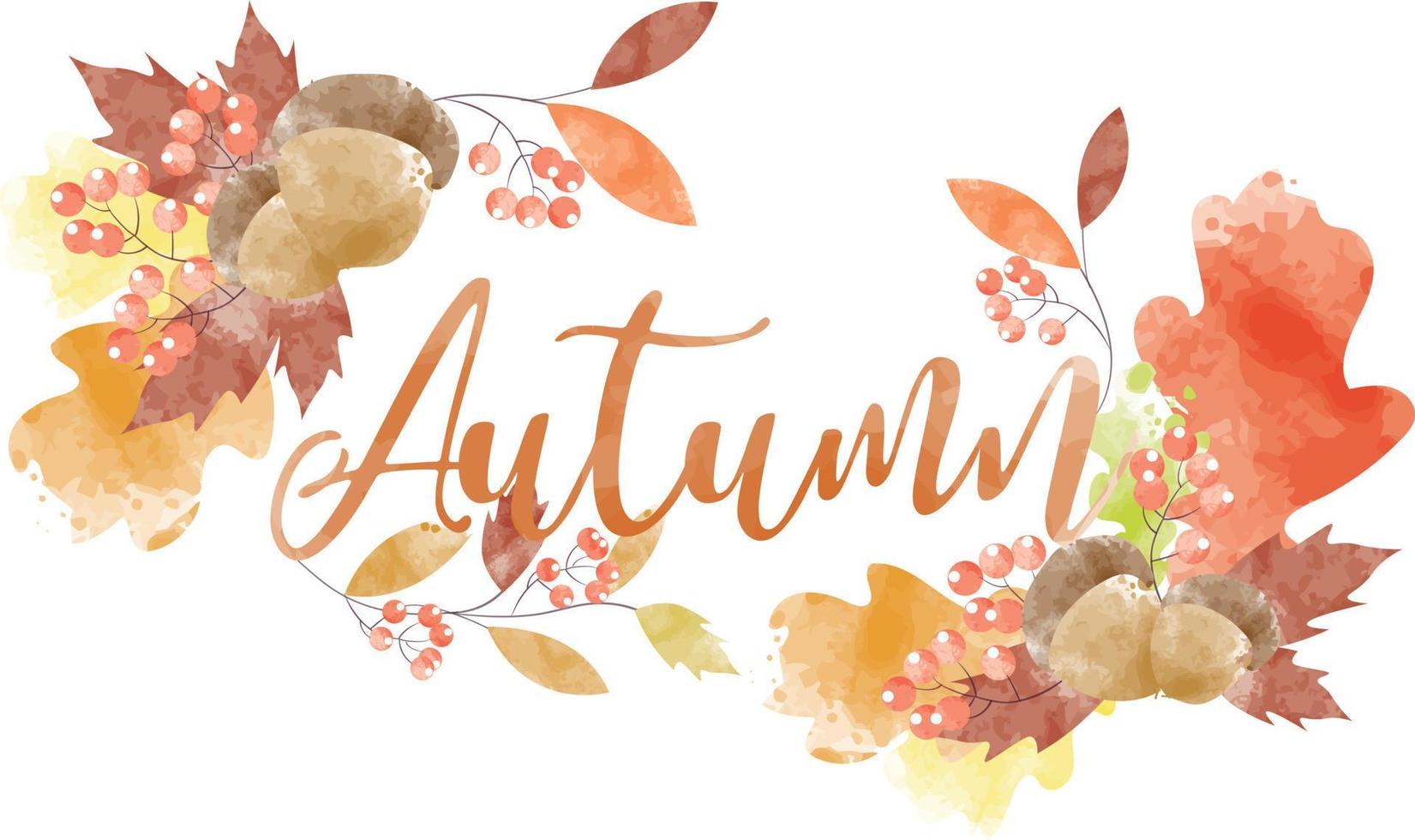 Watercolor abstract background autumn frame collection with seasonal leaves. Hand-painted watercolor natural art, perfect for your designed header, banner, web, wall, cards, etc. vector