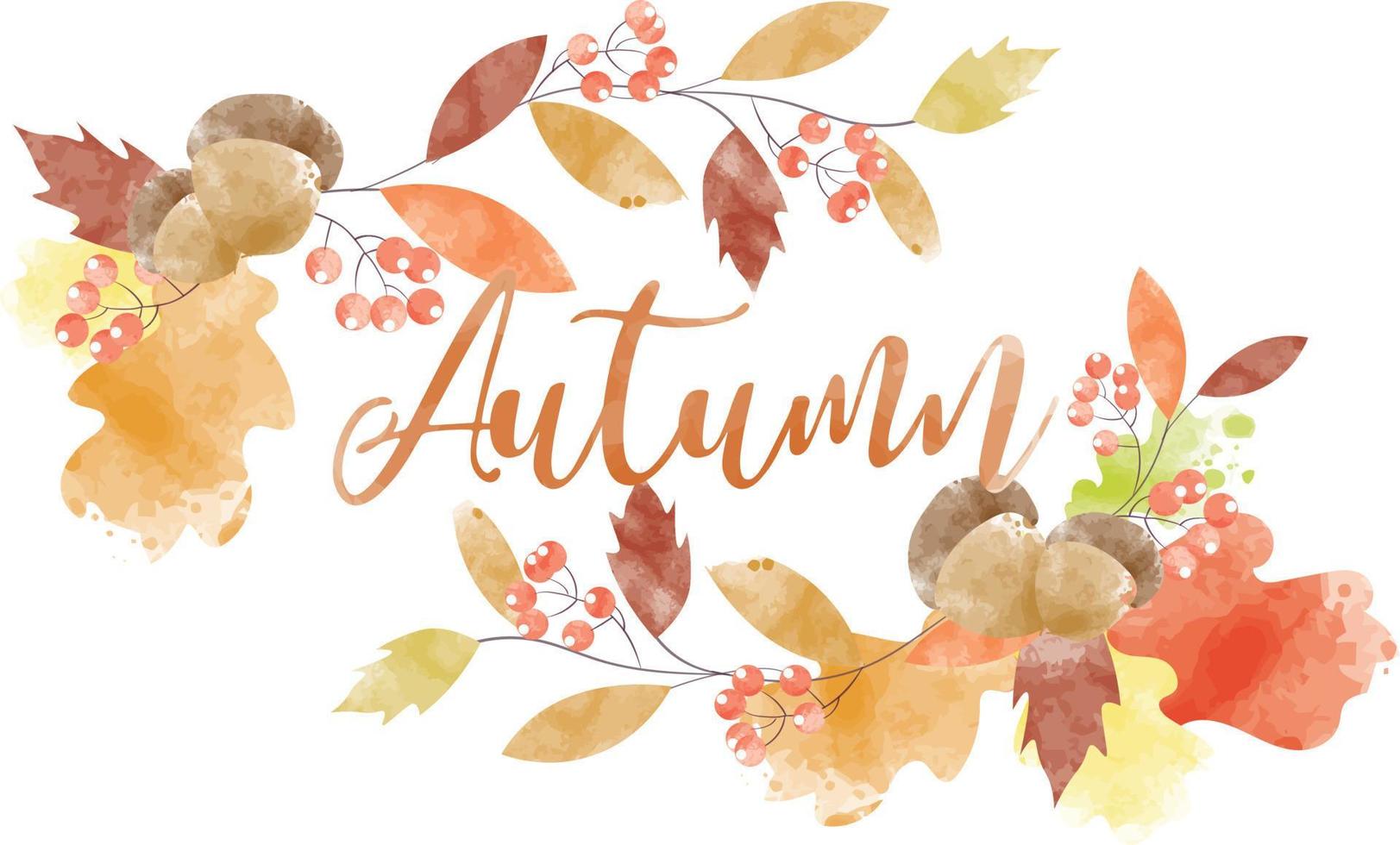 Watercolor abstract background autumn frame collection with seasonal leaves. Hand-painted watercolor natural art, perfect for your designed header, banner, web, wall, cards, etc. vector