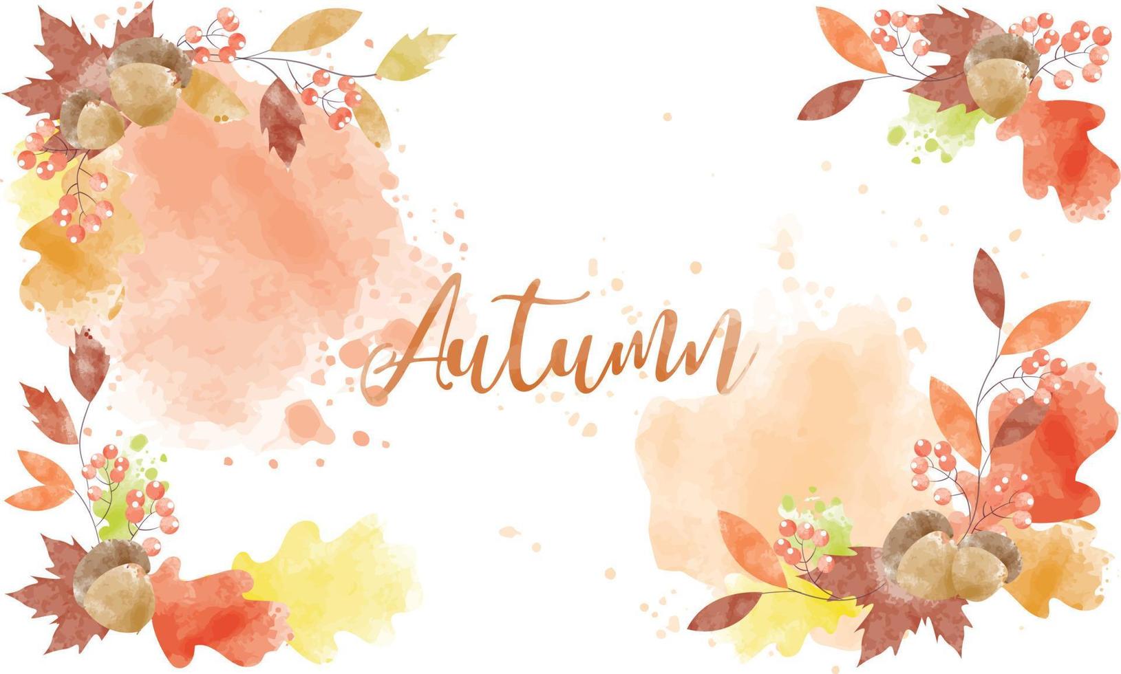 Watercolor abstract background autumn frame collection with seasonal leaves. Hand-painted watercolor natural art, perfect for your designed header, banner, web, wall, cards, etc. vector