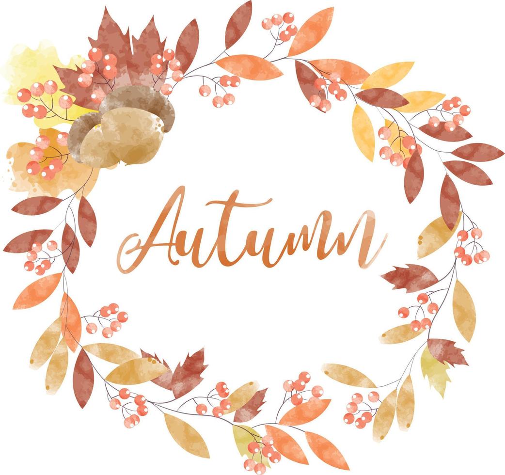 Watercolor abstract background autumn frame collection with seasonal leaves. Hand-painted watercolor natural art, perfect for your designed header, banner, web, wall, cards, etc. vector