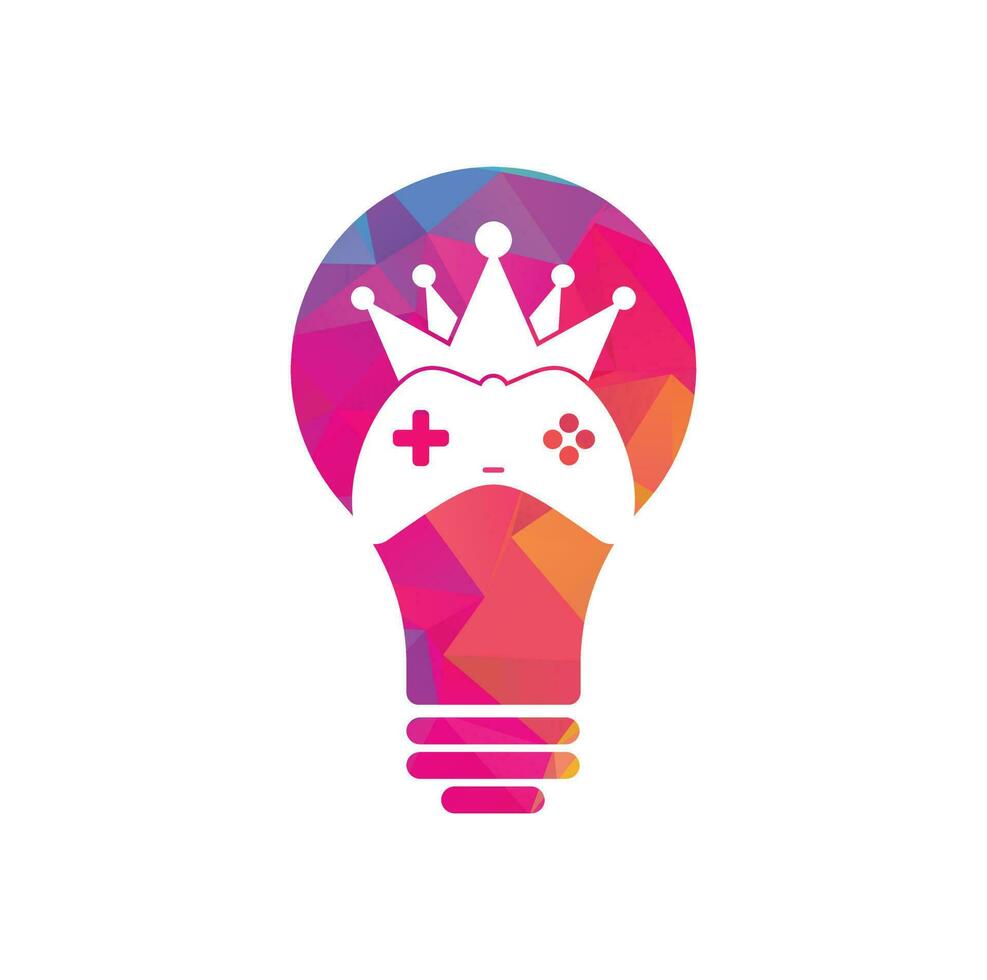 Game King bulb shape concept Logo Icon Design. Game Crown Joystick Icon Logo Template vector