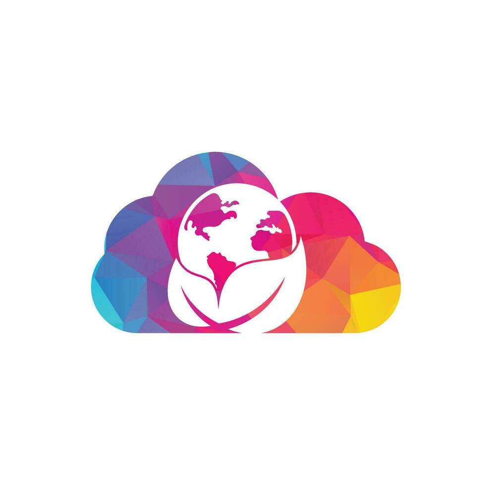 Globe leaf cloud shape concept logo icon vector. Earth and leaf logo combination. Planet and eco symbol or icon vector