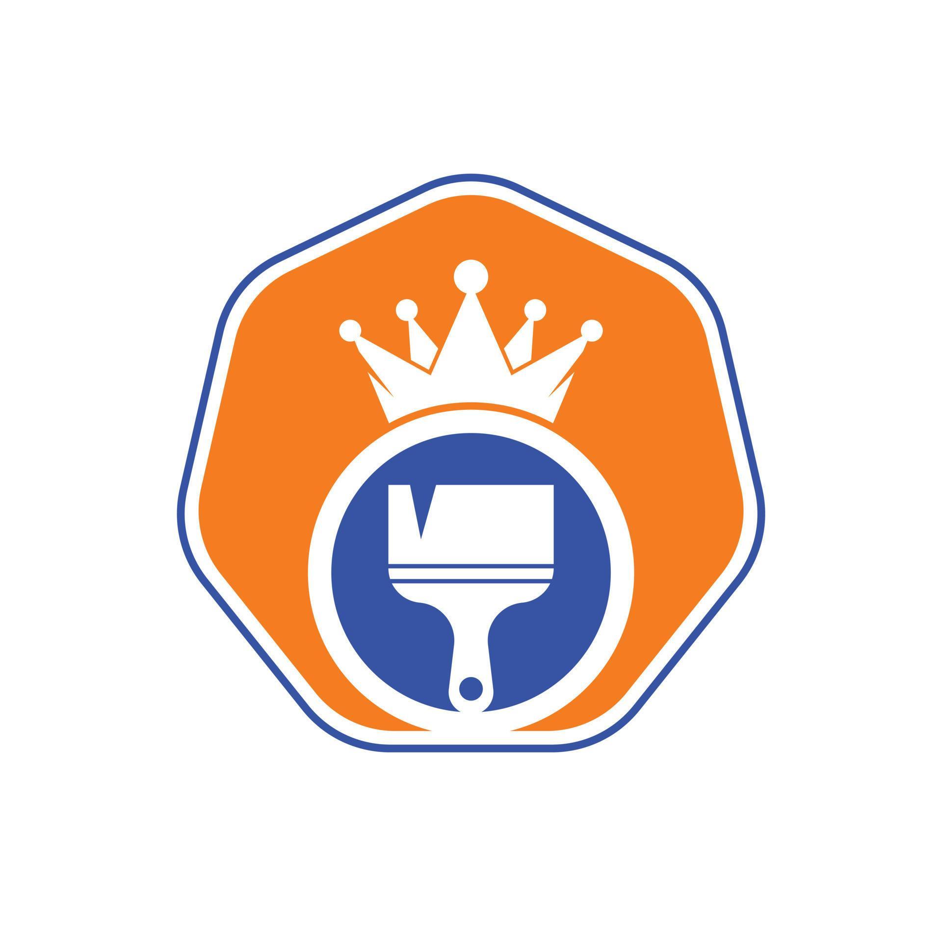 King paint vector logo design. Crown and paint brush icon. 12637083
