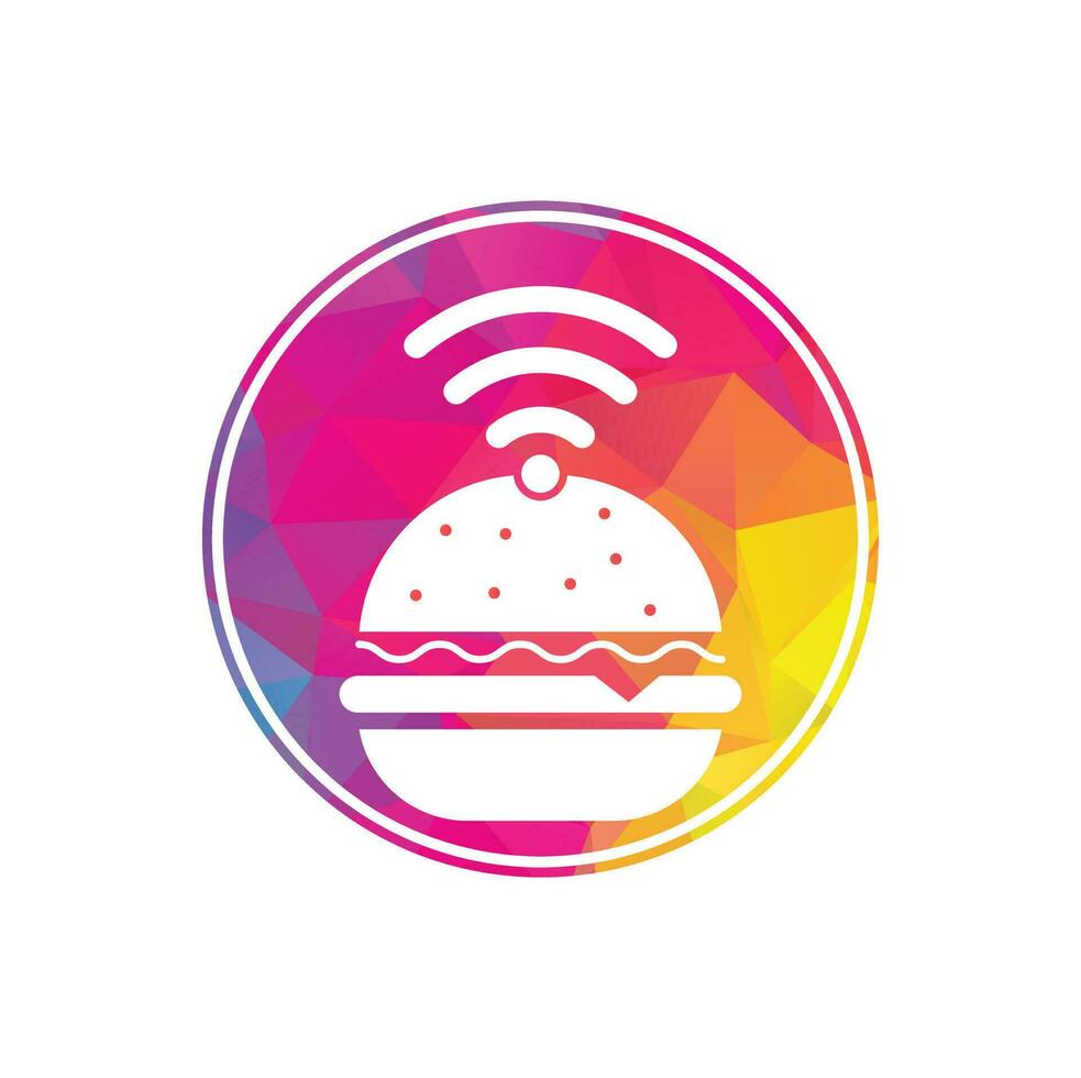 Wifi burger logo design vector icon. Hamburger and WiFi signal symbol or icon.