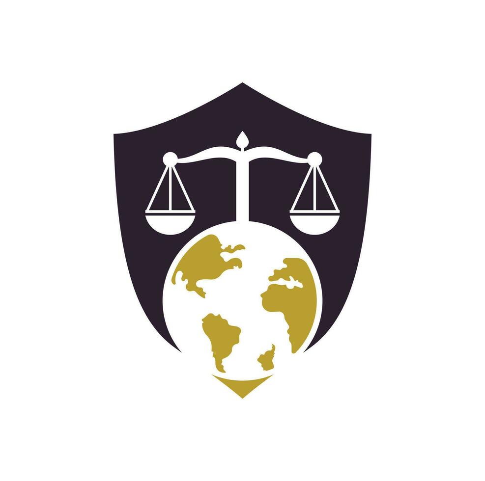 Scales and world symbol or icon. Unique law and globe logotype design template. vector