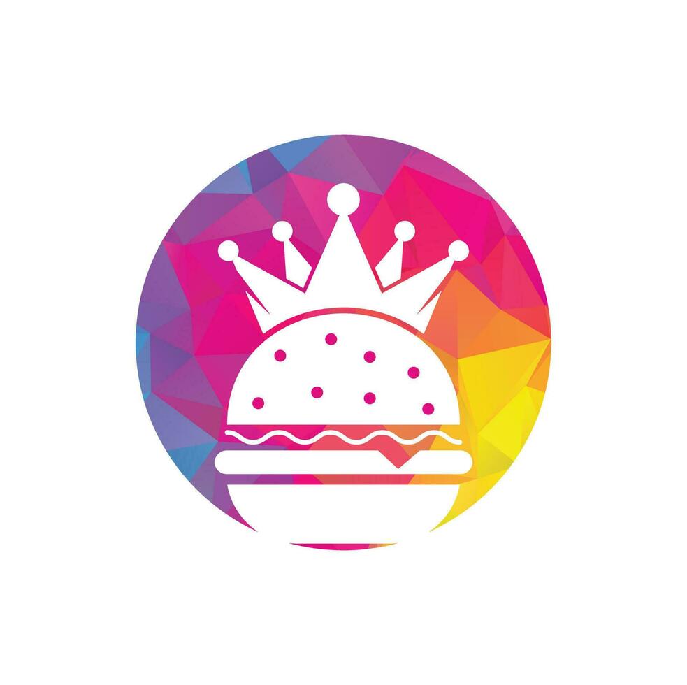 Burger king vector logo design. Burger with crown icon logo concept.