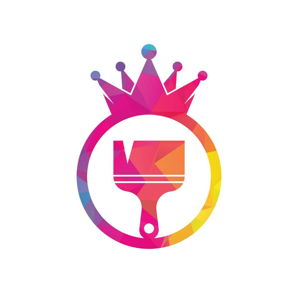 King paint vector logo design. Crown and paint brush icon.
