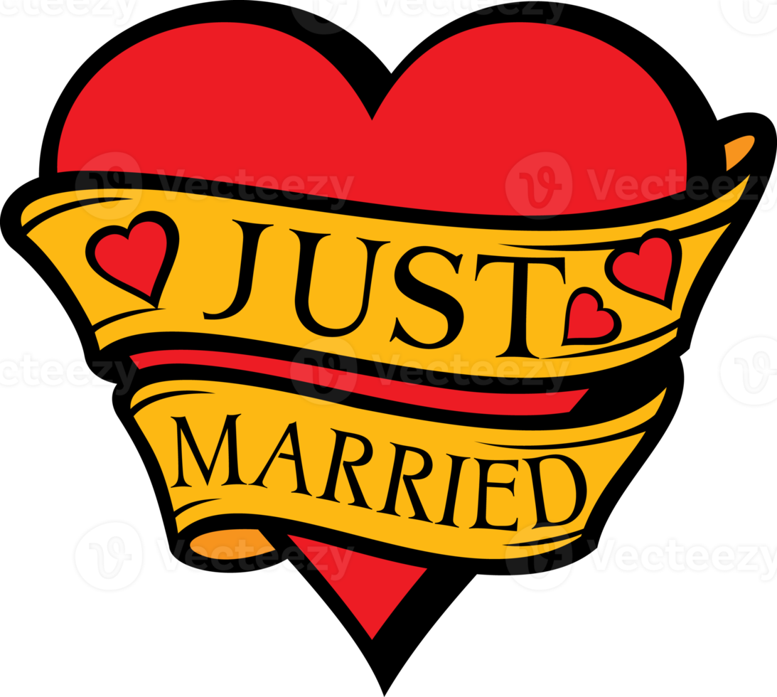 Just Married Design with Heart png