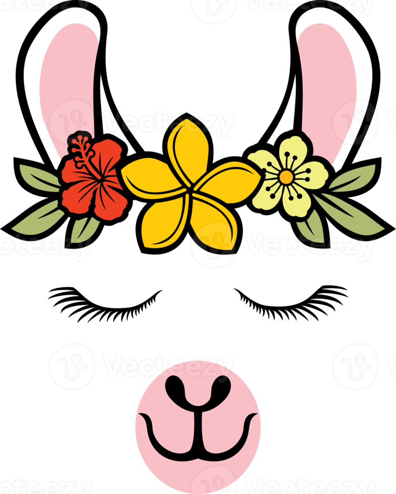 Lama Head with Flowers png