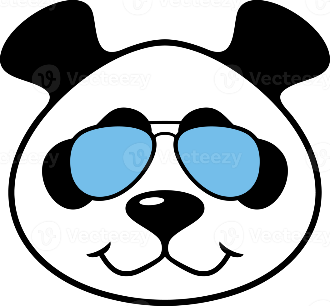 panda huvud med flygare solglasögon png