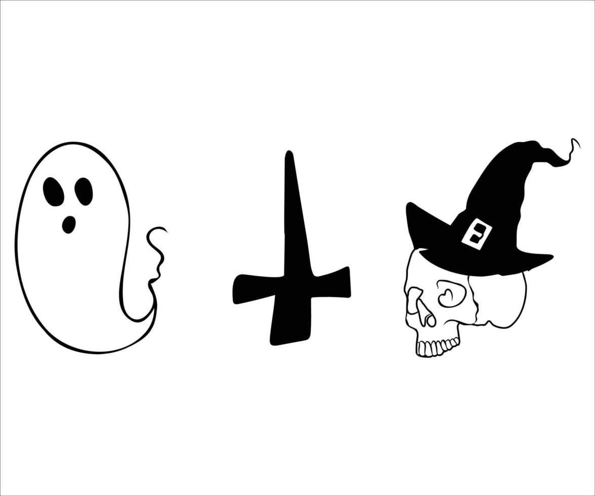 Ilustración de vector de silueta de Halloween. calabaza de halloween elemento de diseño de garabatos místicos dibujados a mano una magia y brujería.