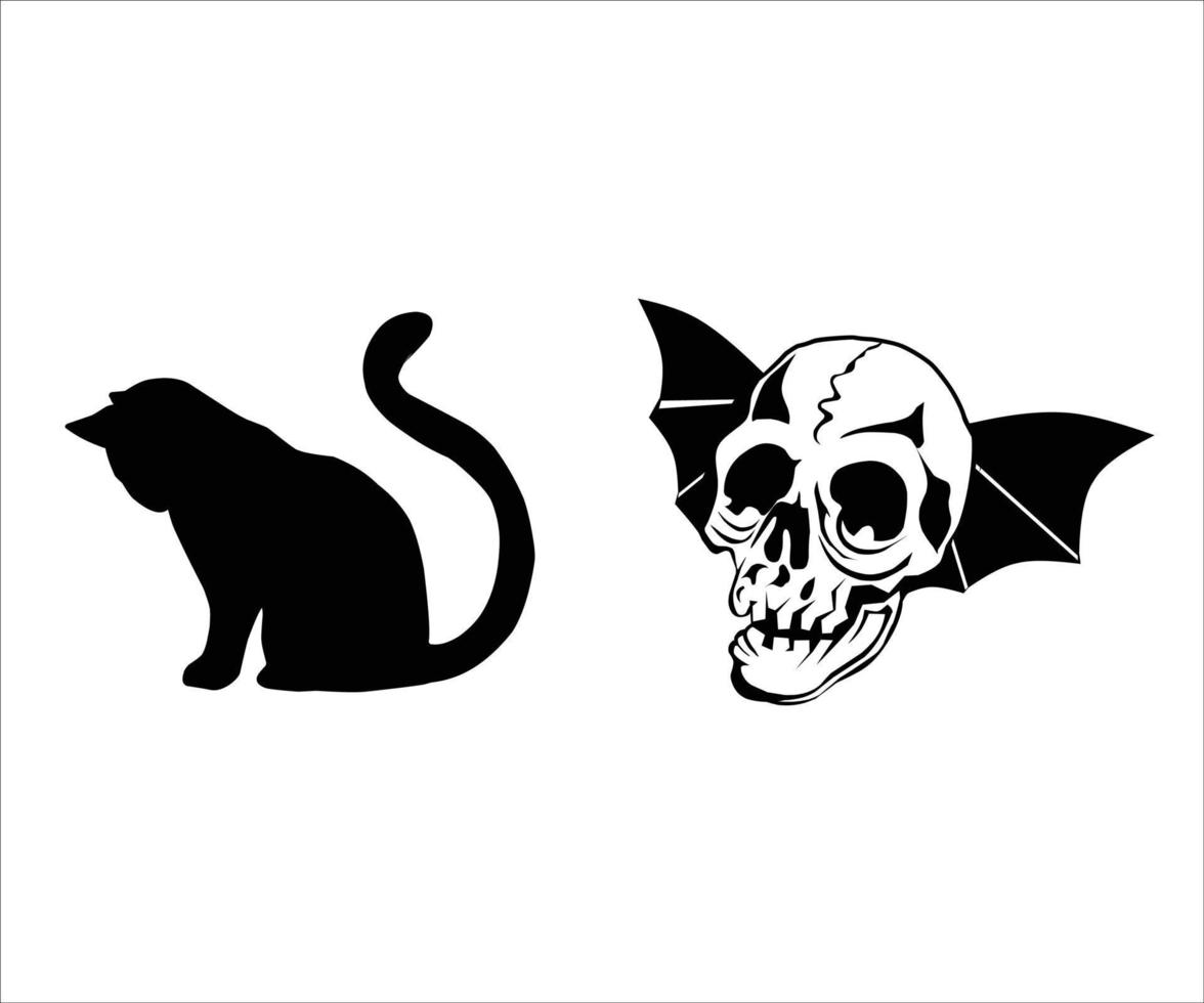 Halloween silhouette vector illustration.  Halloween pumpkin. hand drawn mystical doodle design element a magic and witchcraft.