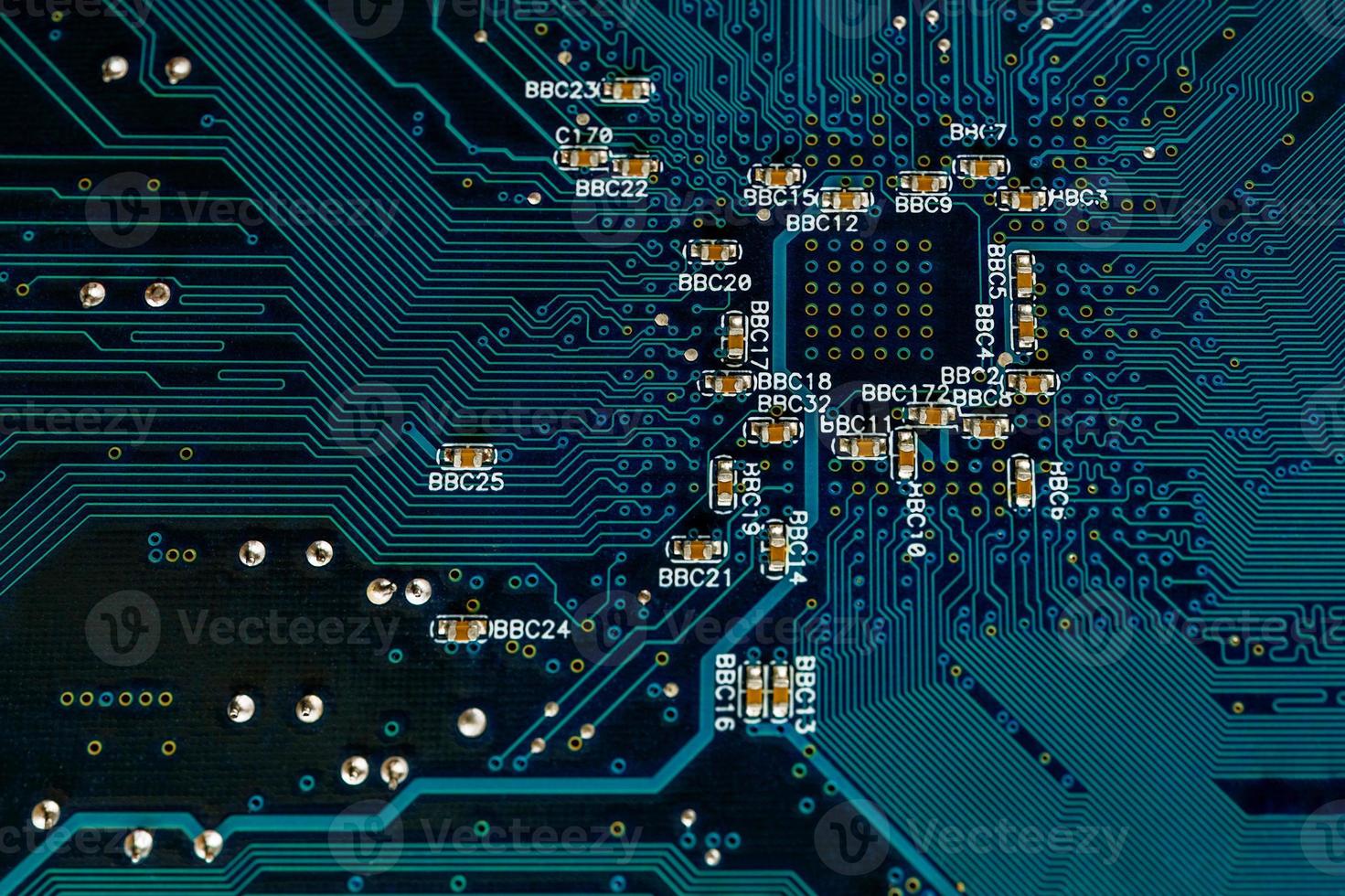 fondo de tecnología de primer plano de circuito de placa pcb azul foto