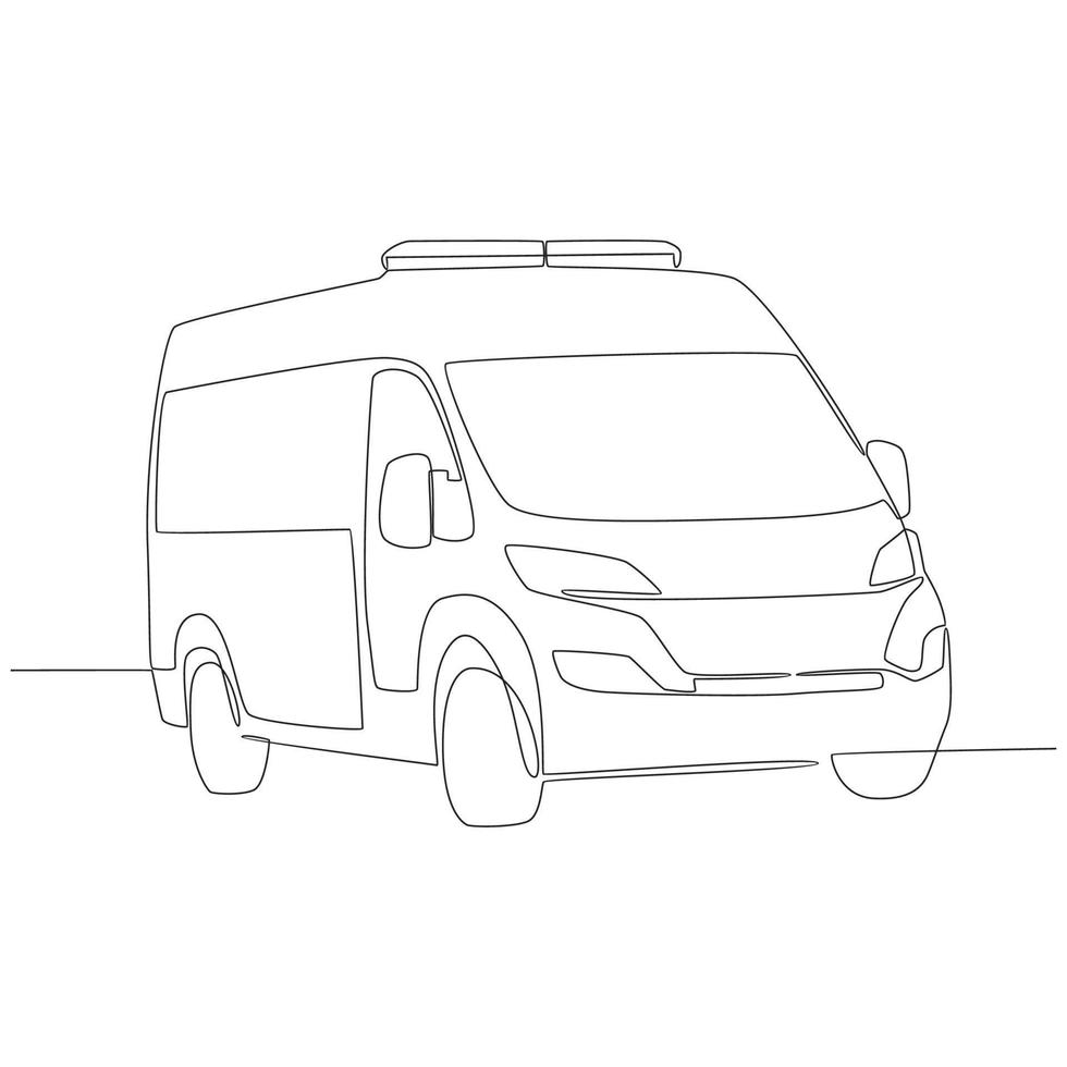 Ambulance Van Continuous Line Drawing vector