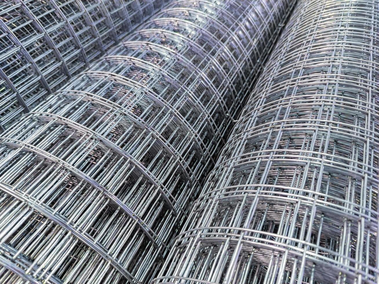 zync plated wired mesh rolls close-up full frame background photo