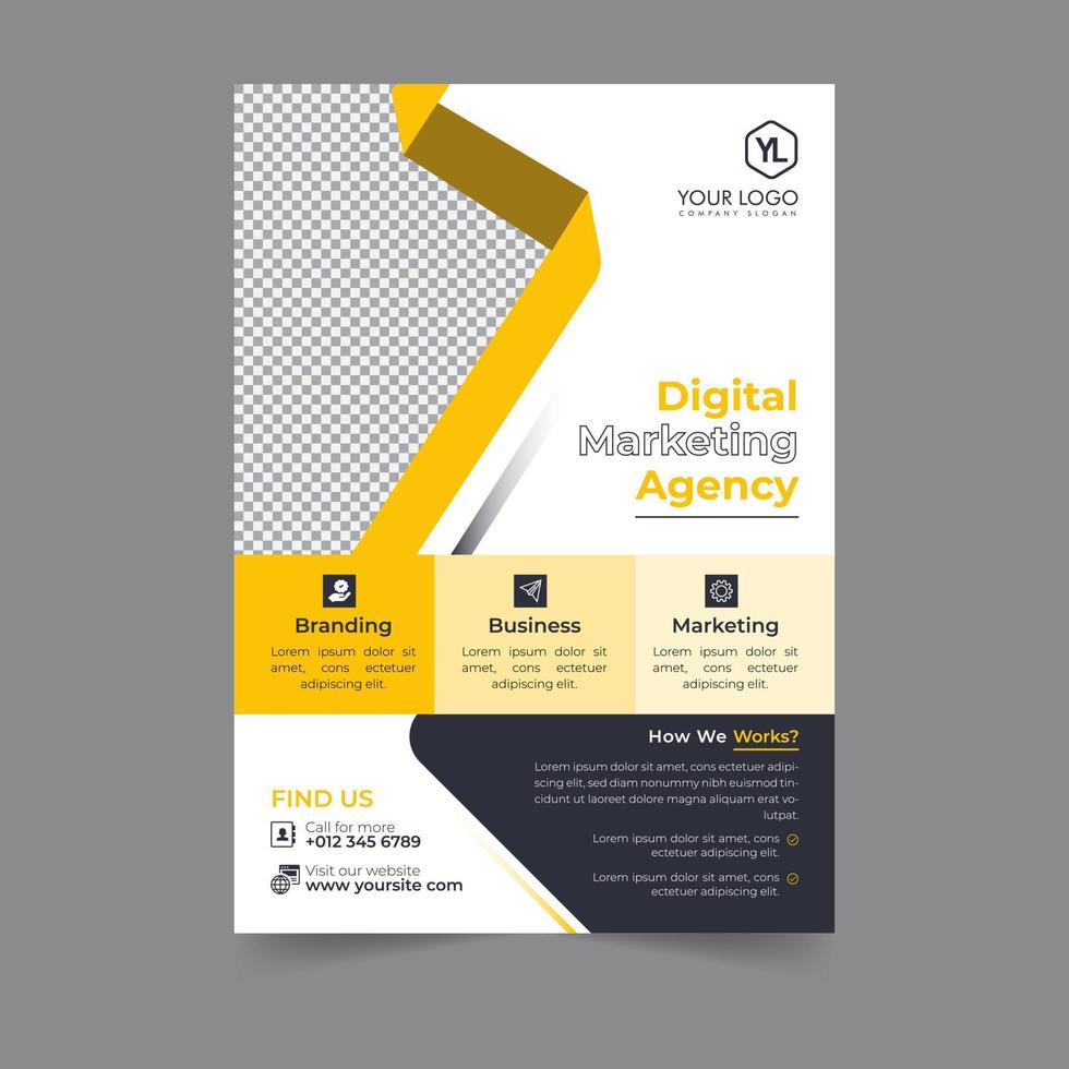 Business flyer design corporate flyer template geometric shape poster design brochure gradient abstract magazine background space for photo vector