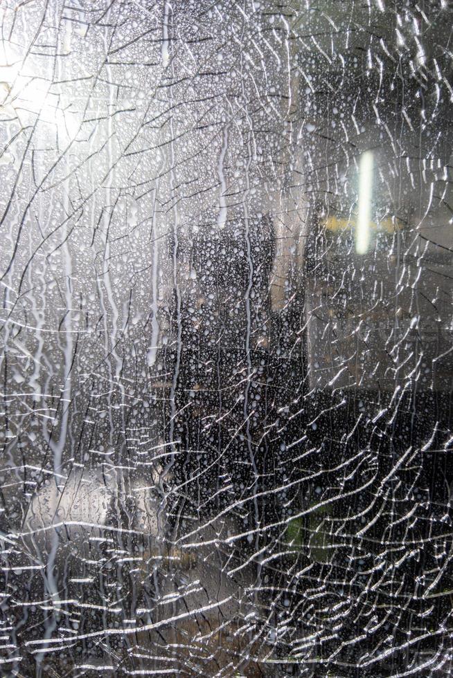 broken protective glass of cnc lathe - close-up full frame photo