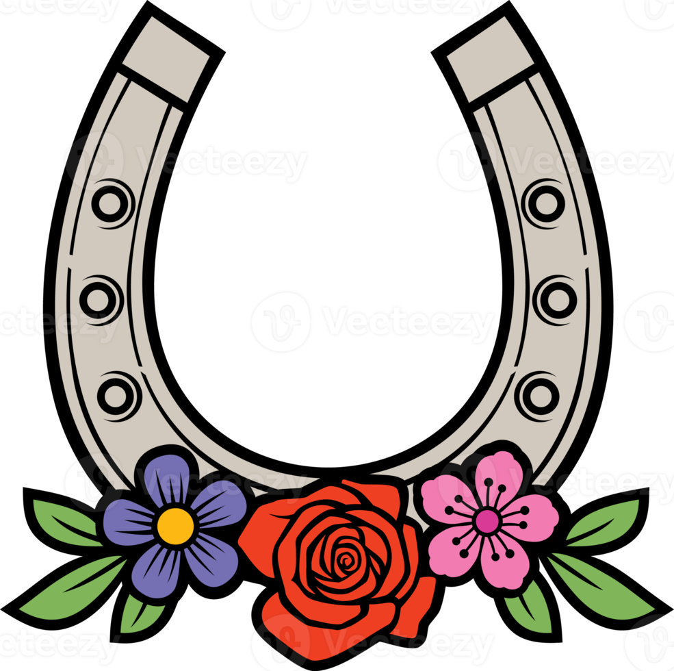 Horseshoe and Flowers png