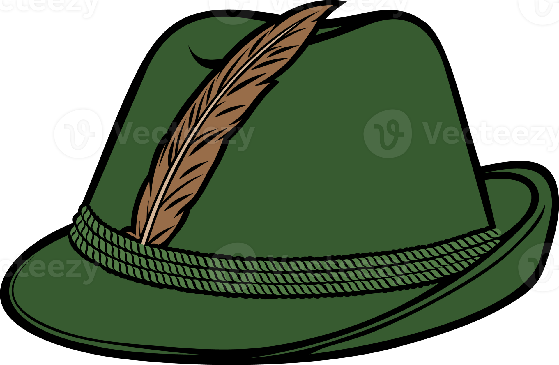 German Hunting Hat with Feather and Rope 12637708 PNG