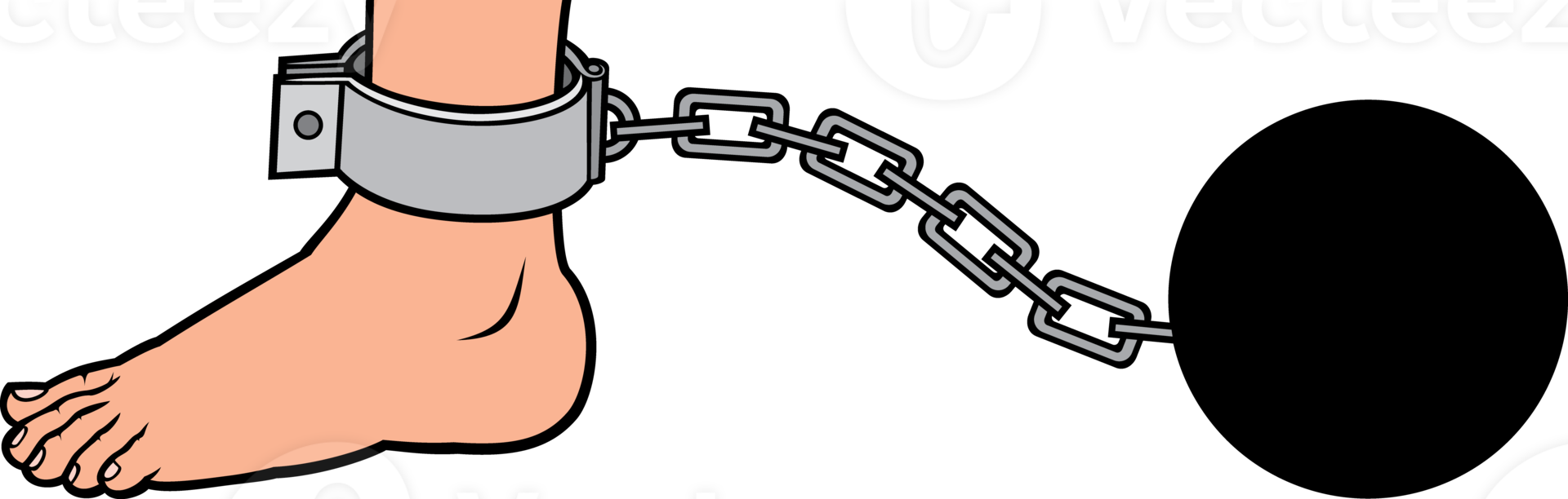 Leg with Iron Chain with Shackle and Ball png