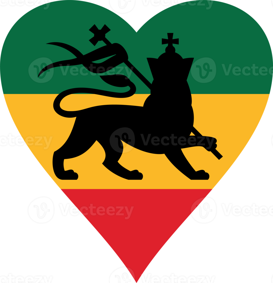 bandera del corazón rastafari con el león de judá png