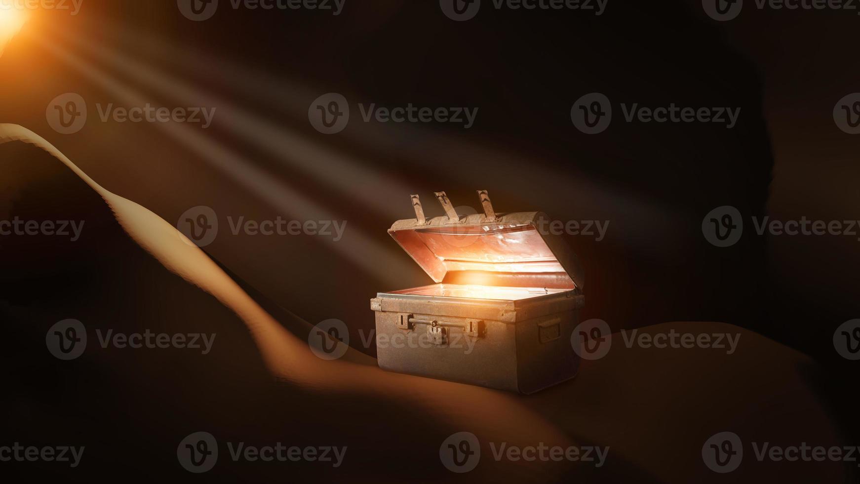 Ancient treasure chest in the cave photo