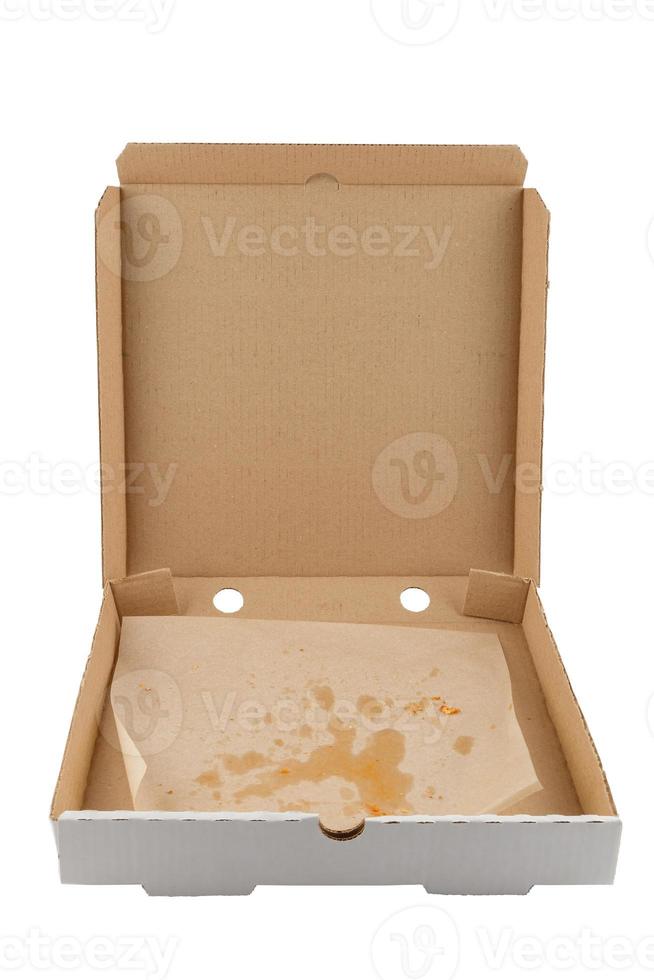 empty eaten pizza box isolated on white background 12638990 Stock Photo at Vecteezy