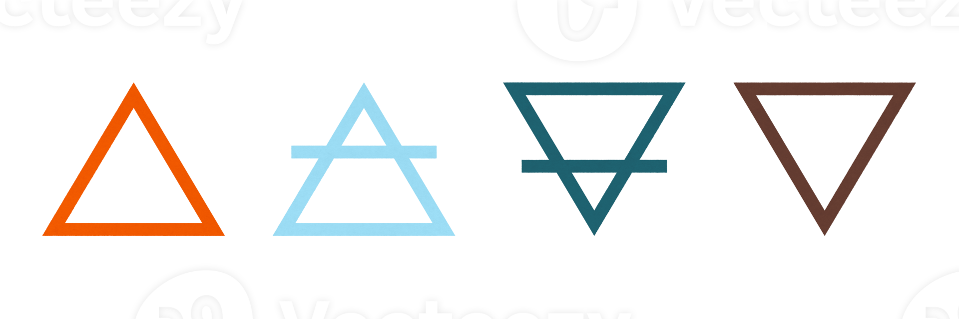 Alchemy symbols of the Four Elements on transparent background png