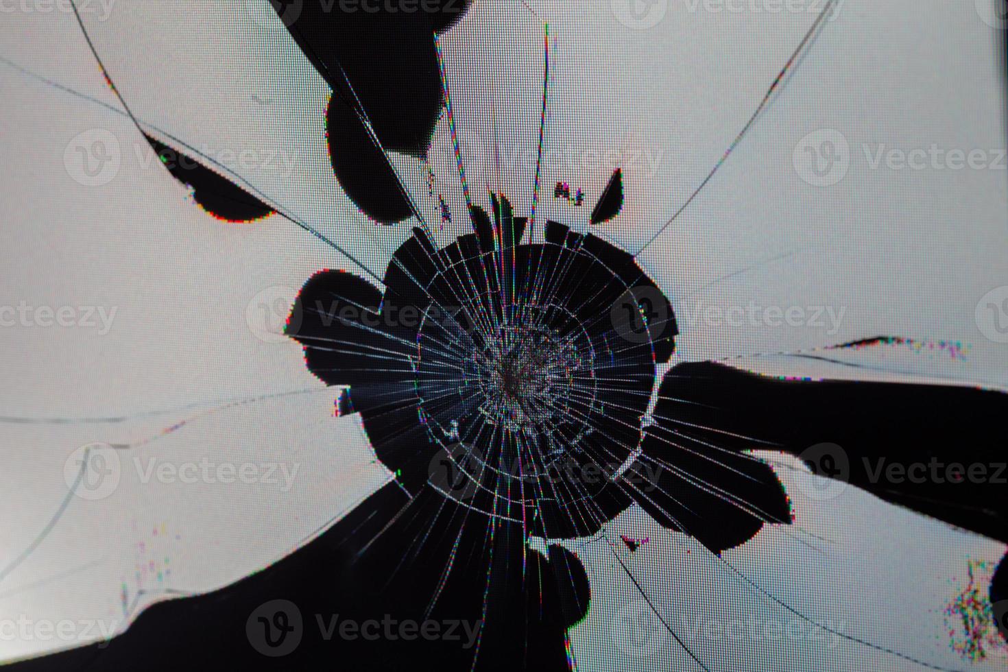 textura plana de pantalla lcd tft tn rota con fuga de cristal y daño físico foto