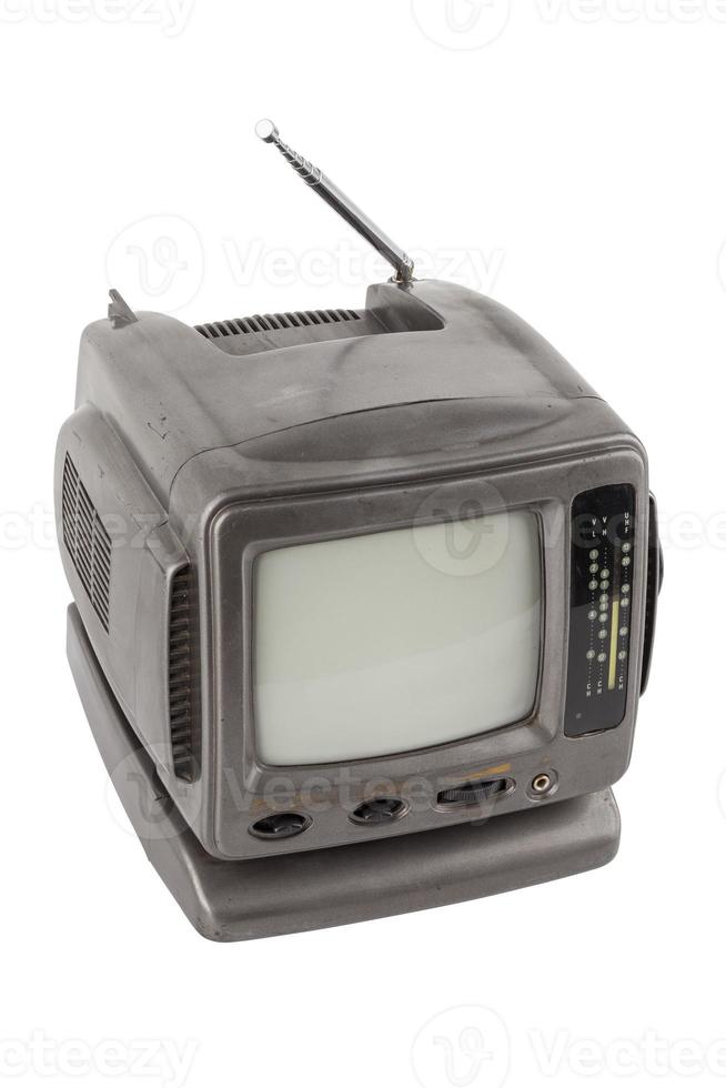 antigua unidad de tv crt analógica protable de 5,5 pulgadas aislada en blanco foto