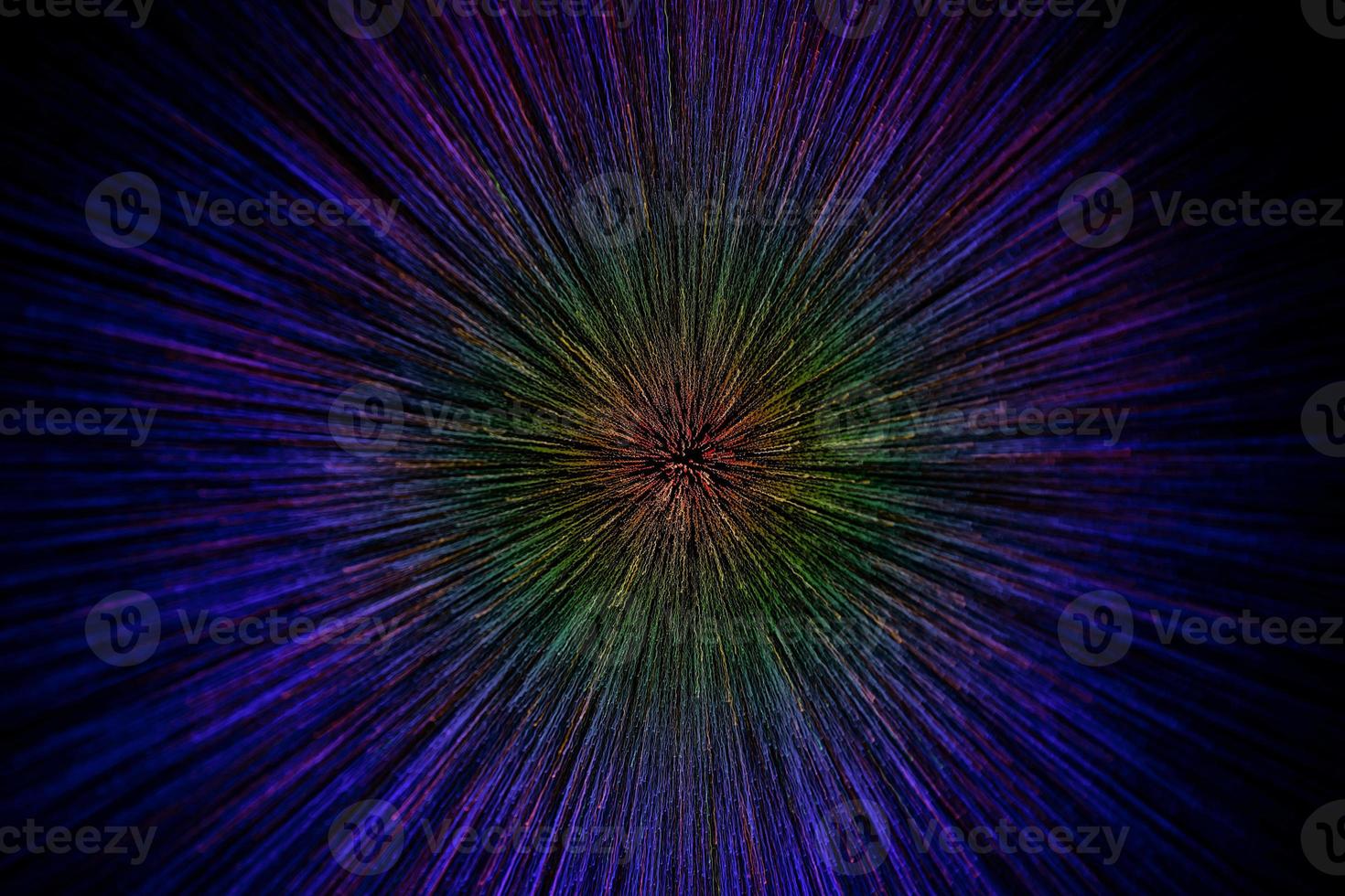 natural lens zoom explosion radial gradient color blurred dots on black background with selective focus photo