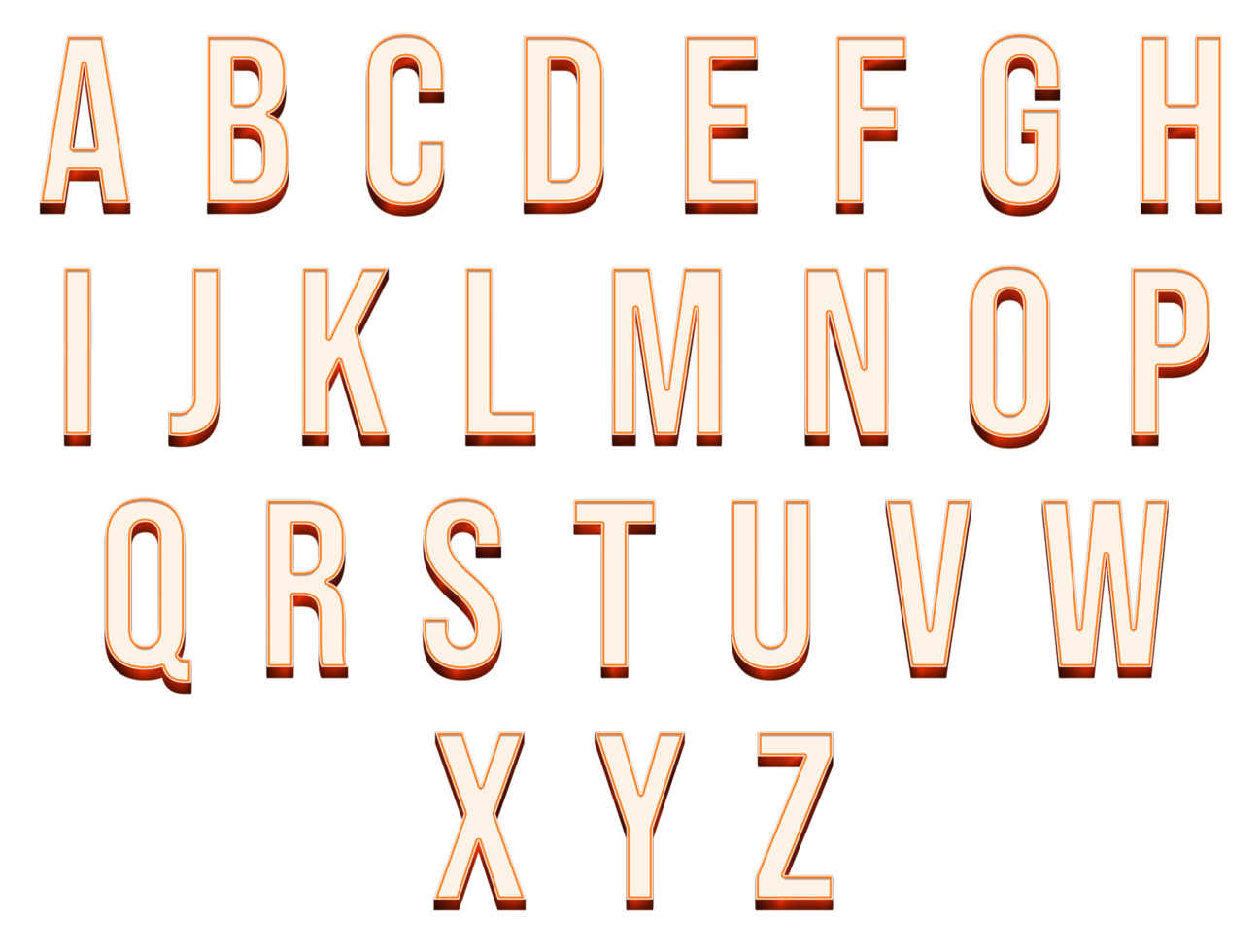 orange alphabet set a to z png