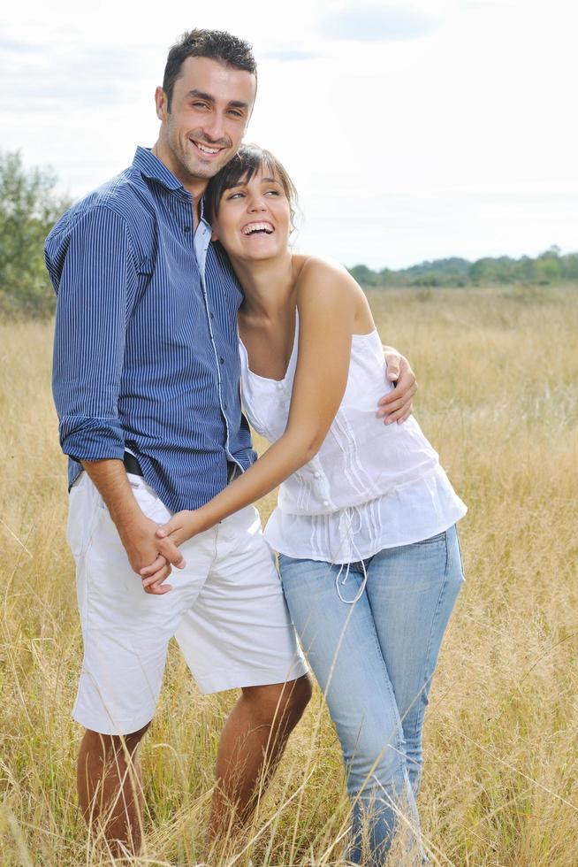 happy young couple have romantic time outdoor photo