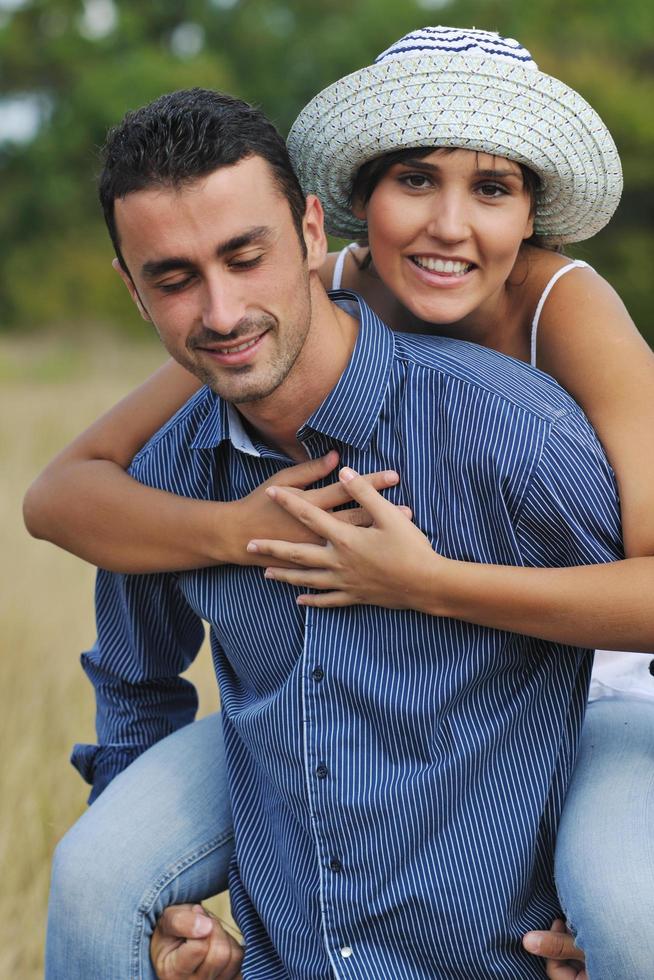 happy young couple have romantic time outdoor photo