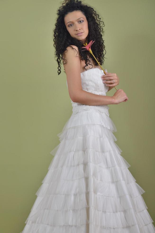 Portrait of a beautiful woman dressed as a bride photo