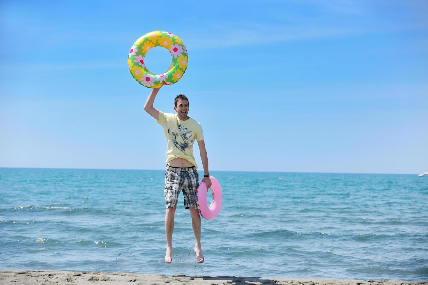 man relax on beach photo
