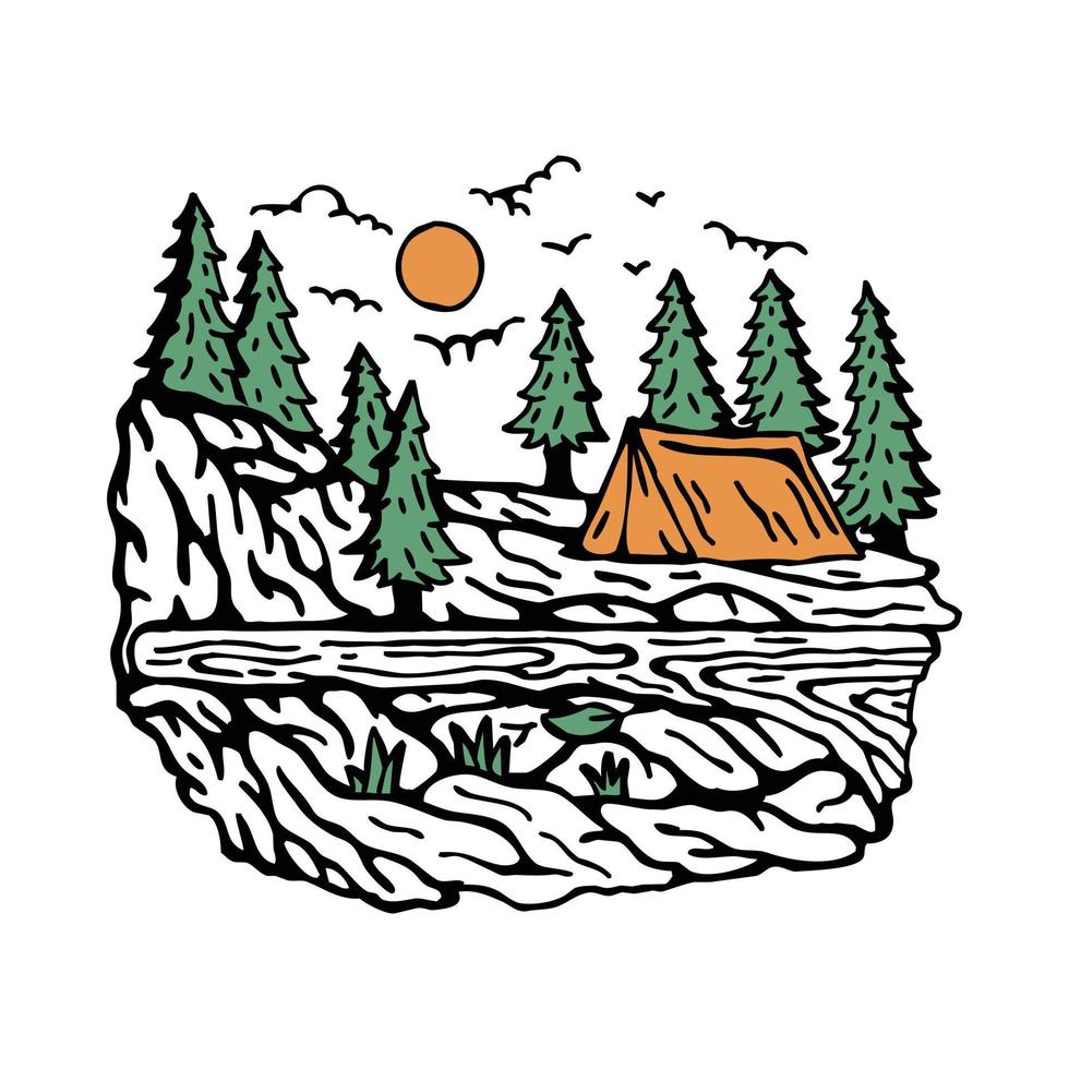 Camping on the good place in the nature graphic illustration vector art t-shirt design