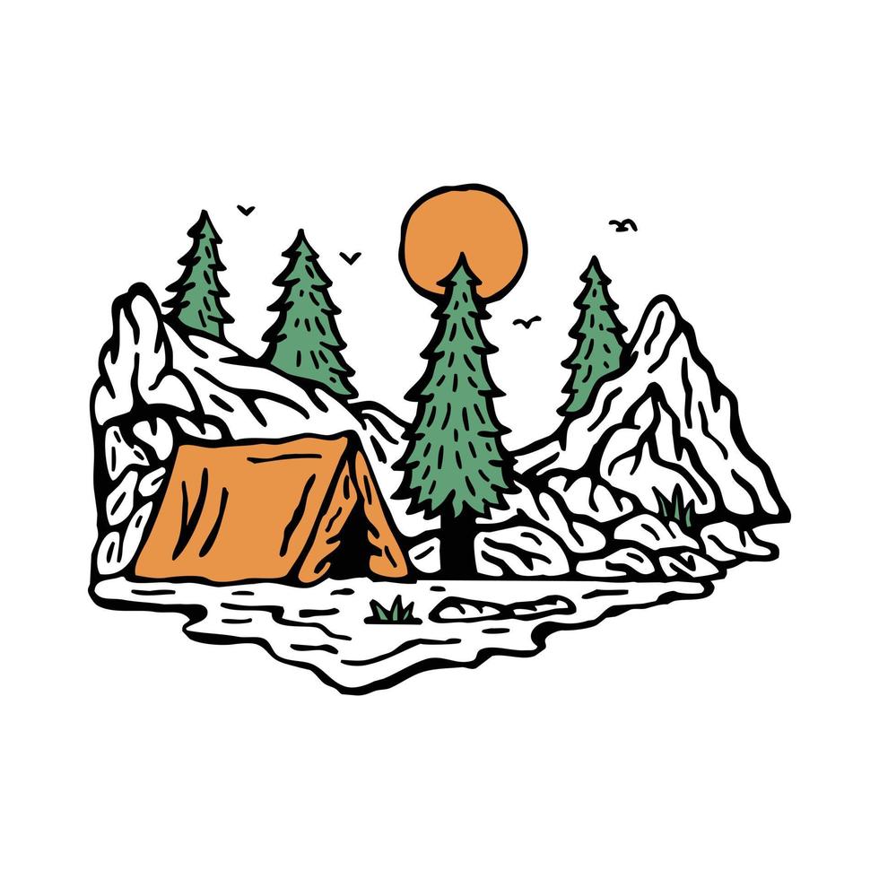 Camping on the good place in the nature graphic illustration vector art t-shirt design