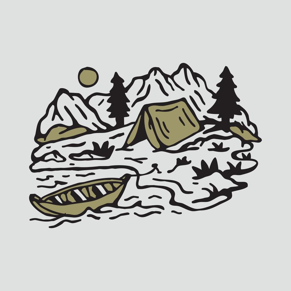 camping con buena vista en la naturaleza ilustración gráfica arte vectorial diseño de camiseta vector