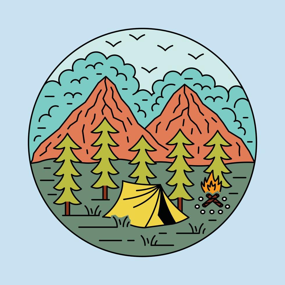 acampar en la buena naturaleza ilustración gráfica arte vectorial diseño de camiseta vector