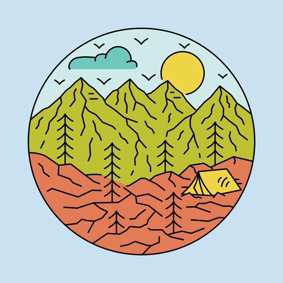 Camping on the cliff graphic illustration vector art t-shirt design