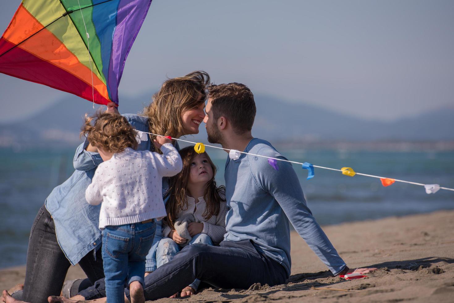 happy family enjoying vecation during autumn day photo